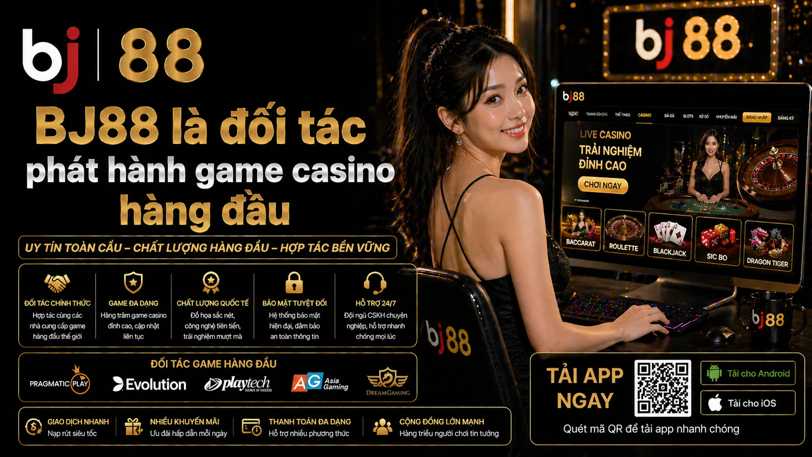 BJ88 là đối tác phát hành Game Casino hàng đầu