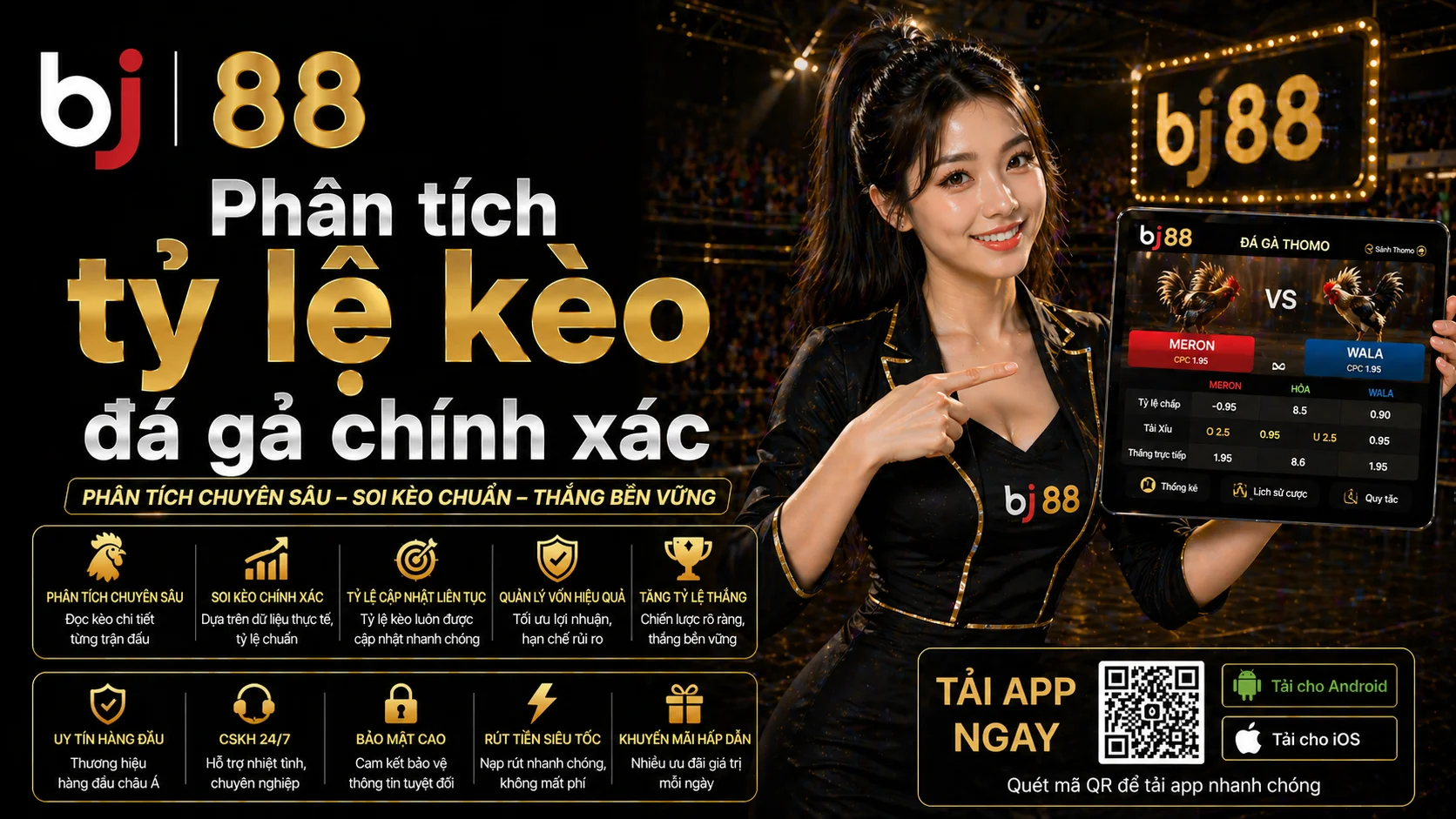 Phân tích tỷ lệ kèo đá gà chính xác cùng BJ88