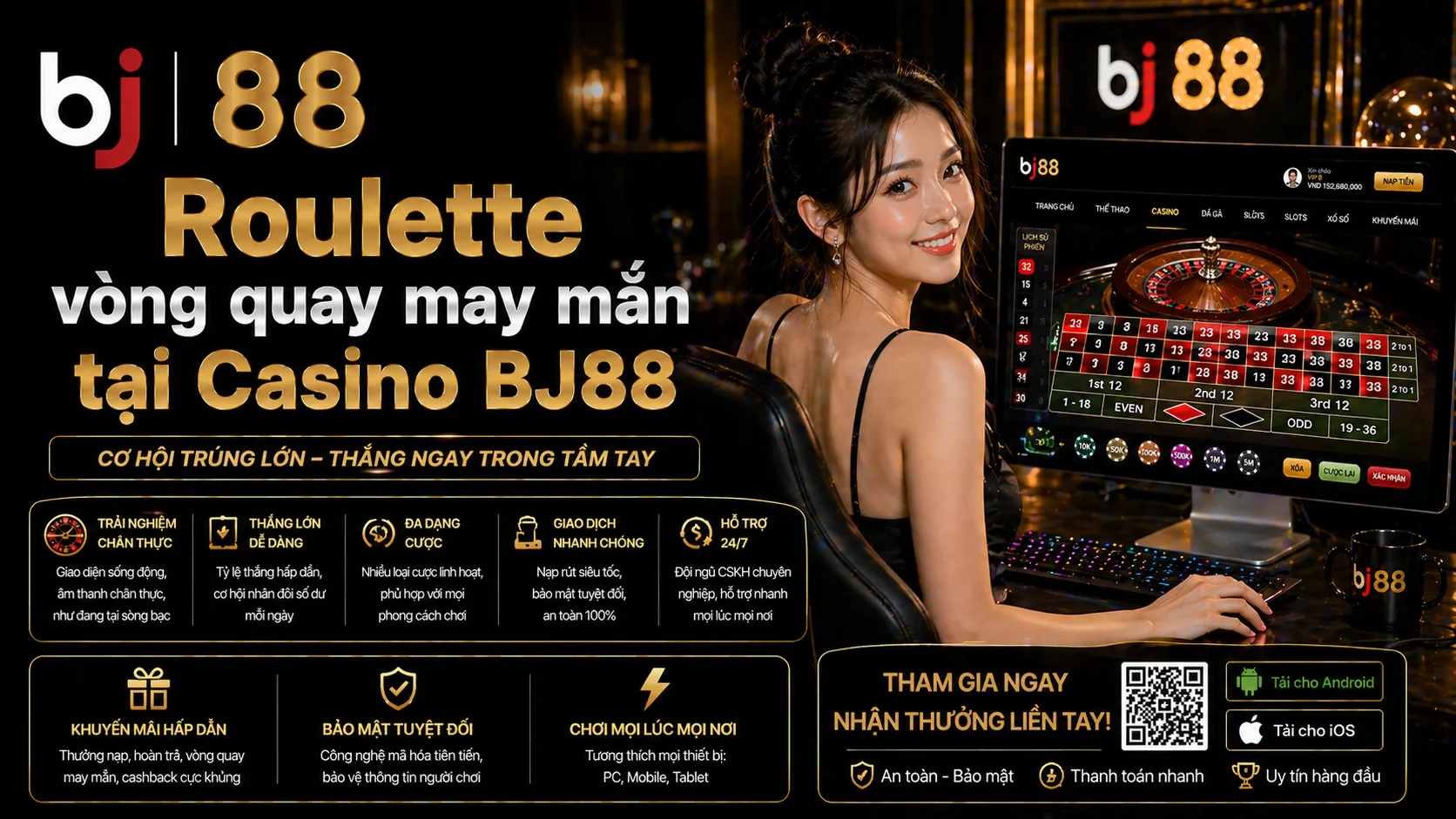 Roulette vòng quay may mắn tại Casino BJ88