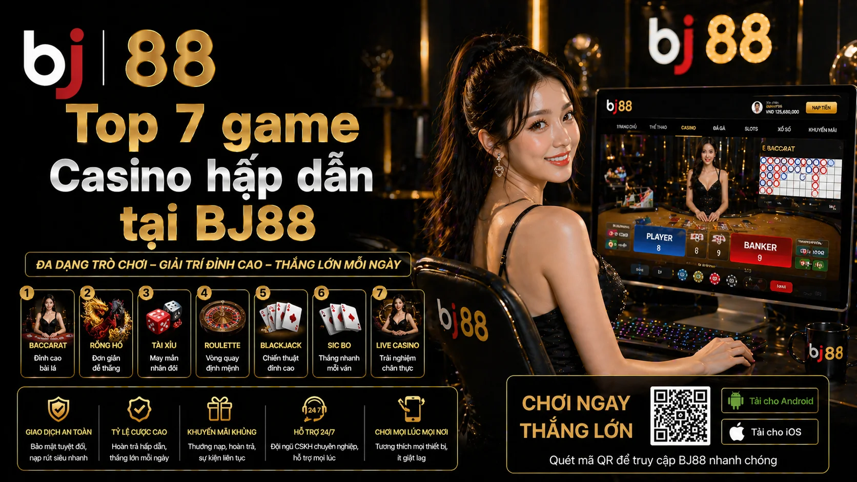 TOp 7 game Casino hấp dẫn tại BJ88