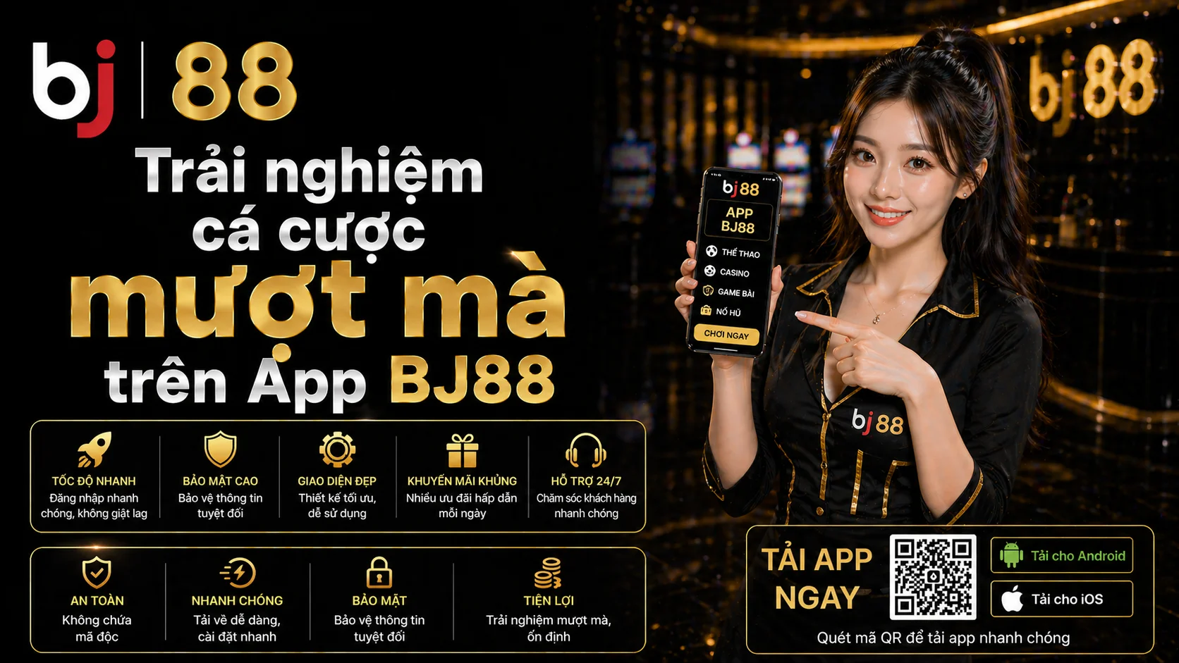Trải nghiệm cá cược mượt mà trên app BJ88